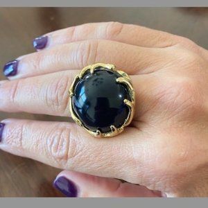 House of Harlow Gold Antler Ring with Round Cabochon Size 8